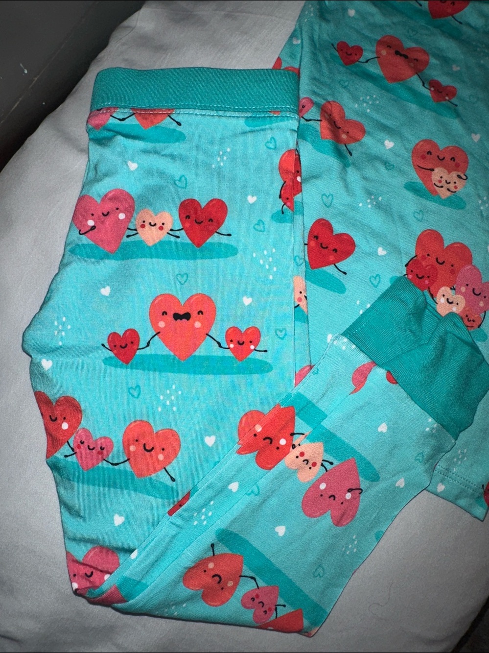 Soulbaby Teal Heart Print Kids Pajama Set Bamboo - Picture 3 of 6